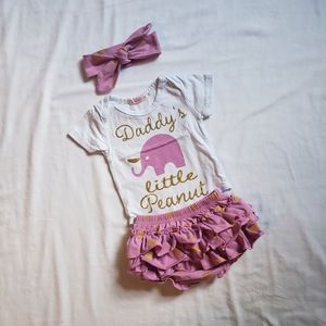 Daddys Little Peanut Onesie w/ Bloomers & Headband